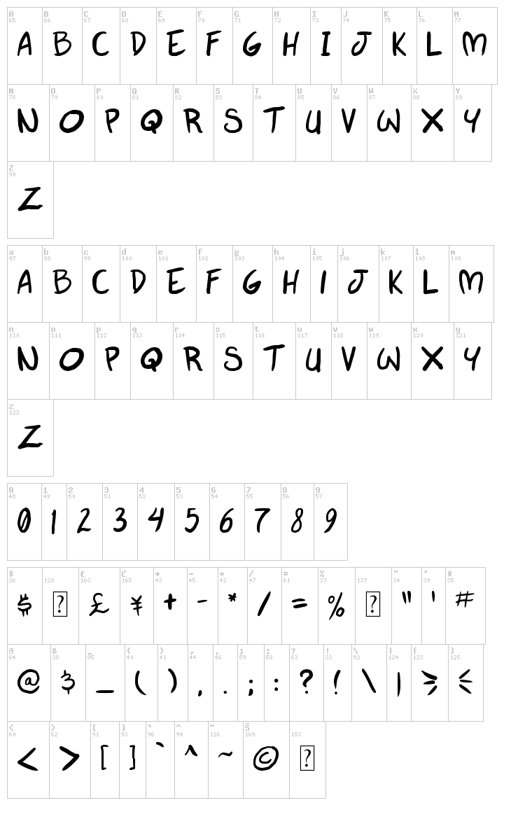 Autumn Whispers font map